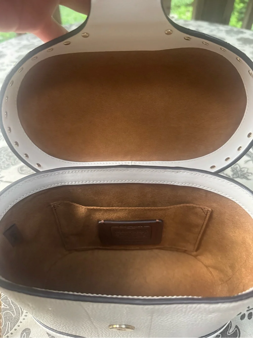 Coach Georgie Gem White Leather Top-Handle Bag with Gold Accent - Picture 5 of 8